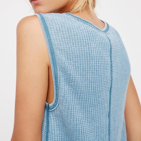 Free People Red Rose Waffle Knit Thermal Tank Top - Picture 2 of 9